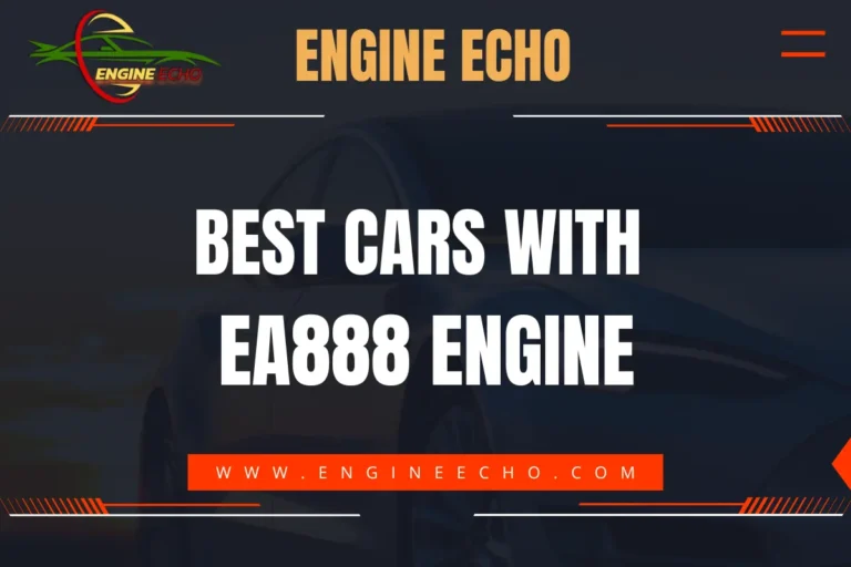 Best Cars with EA888 Engine title image from Engine Echo website, featuring the website's logo and a dark background with a subtle outline of a car.