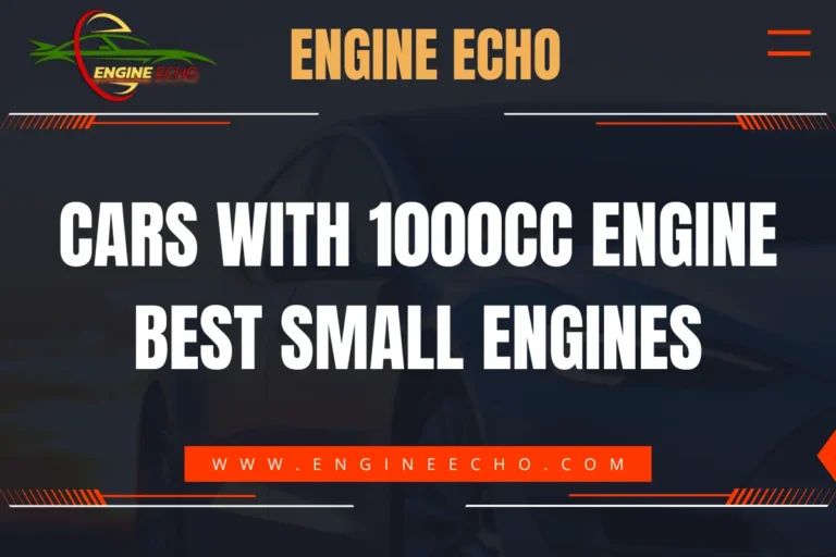 Engine Echo website banner featuring the title 'Cars with 1000cc Engine - Best Small Engines' in bold white letters against a dark, semi-transparent background overlaying a car image.