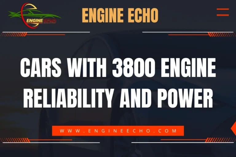 Banner image for an article titled 'Cars with 3800 Engine: Reliability and Power' from Engine Echo, featuring the title in bold white letters over a dark background with a partial car silhouette.