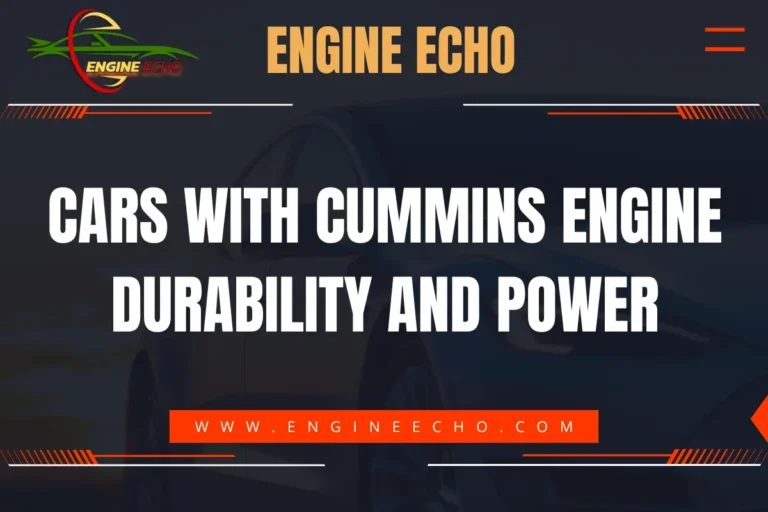 Banner image with the title 'Cars with Cummins Engine: Durability and Power' from Engine Echo, featuring a sleek car silhouette in the background.