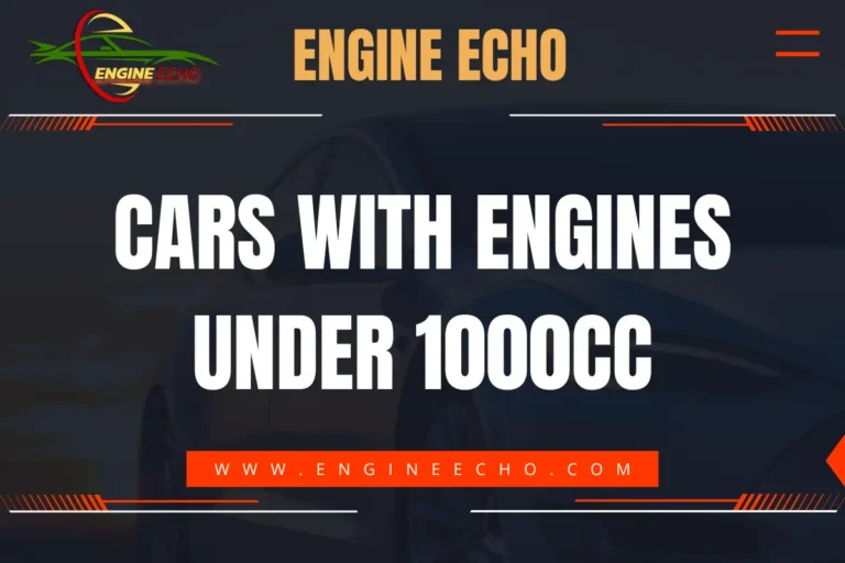 Engine Echo banner displaying the text 'Cars with Engines Under 1000cc' on a dark background with the Engine Echo logo and website URL.