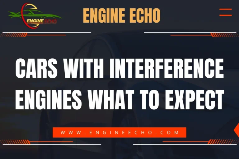 Banner image with the title 'Cars with Interference Engines: What to Expect' displayed prominently, with the Engine Echo logo and website URL (www.engineecho.com) featured above and below the title.