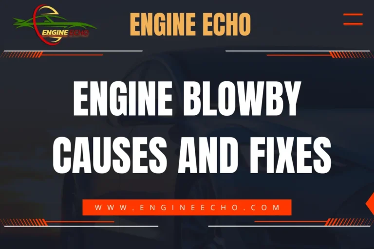 Banner displaying the title 'Engine Blowby Causes and Fixes' with the website name 'Engine Echo' and a car image in the background.