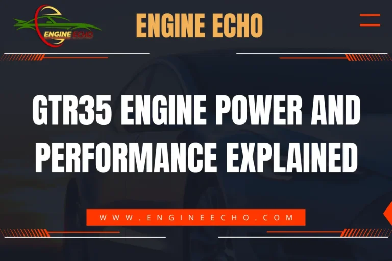 Banner image with the title 'GTR35 Engine Power and Performance Explained' from Engine Echo, featuring a dark background with a partial view of a car.