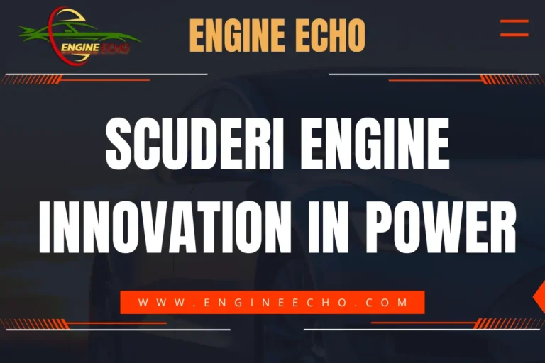 Banner image with the text 'Scuderi Engine: Innovation in Power' by Engine Echo, featuring a sleek design with dark background and orange accents.