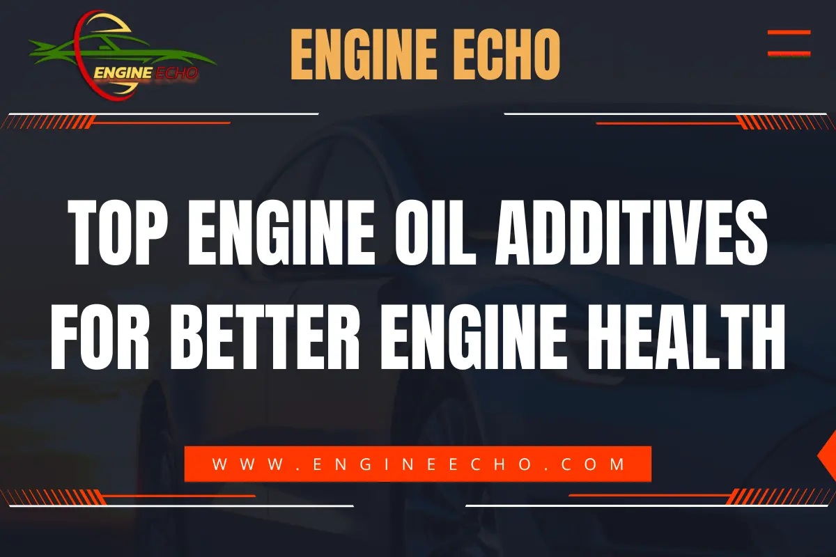 Top Engine Oil Additives for Better Engine Health - Engine Echo logo and website (www.engineecho.com) displayed on a dark background with bold white text and red accents.