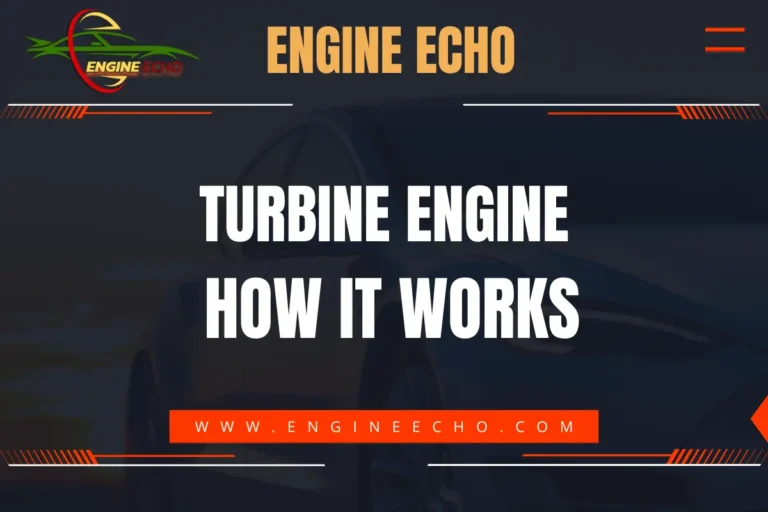 Banner image for Engine Echo website with the title 'Turbine Engine: How It Works' displayed prominently in bold white text on a dark background.