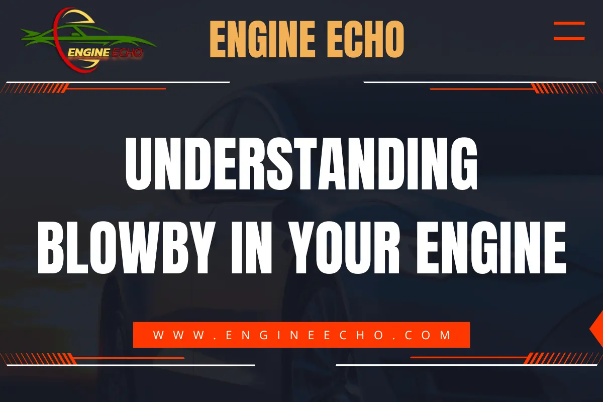 Understanding Blowby in Your Engine" title displayed in bold text on a dark background, with the "Engine Echo" logo at the top and the website URL www.engineecho.com below the title