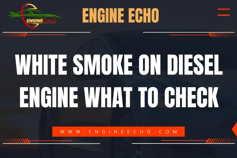 Banner displaying the title 'White Smoke on Diesel Engine: What to Check' with the Engine Echo logo and website URL www.engineecho.com.