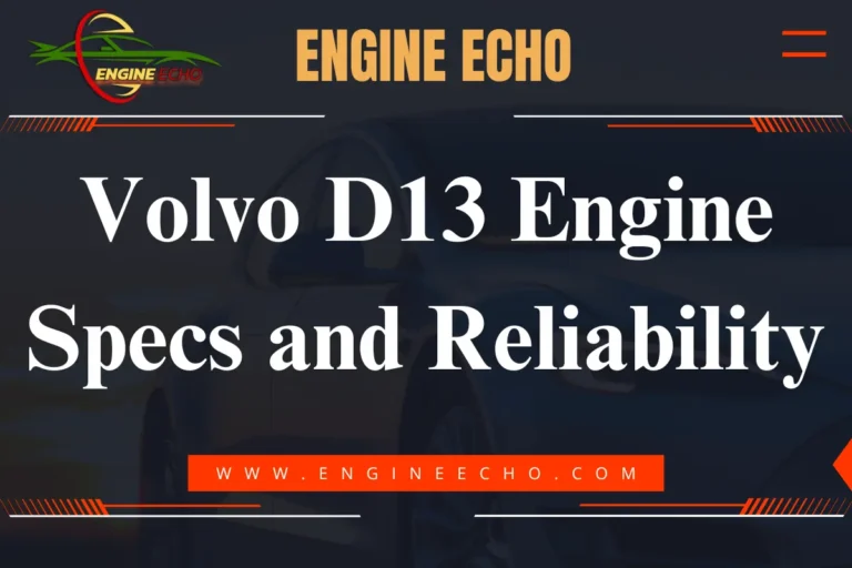 Volvo D13 Engine Specs and Reliability - Engine Echo Logo with website www.engineecho.com, highlighting Volvo D13 engine details and reliability.