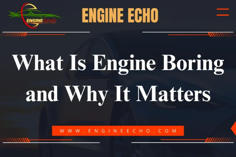 Banner image titled 'What Is Engine Boring and Why It Matters' from Engine Echo website with a dark background and bold white text.